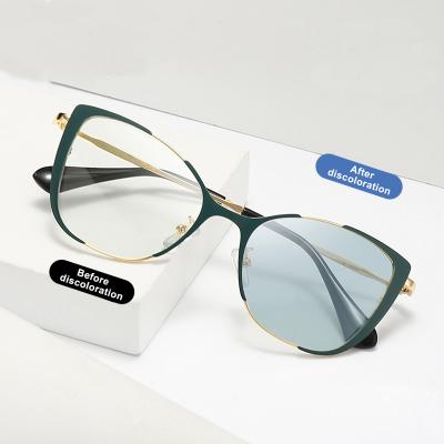 China Blue Light Blocking Sunglasses Metal Cat Eye Women Photochromic Glasses Fashion Fashion Trendy SKYWAY Anti Sun Glasses for sale