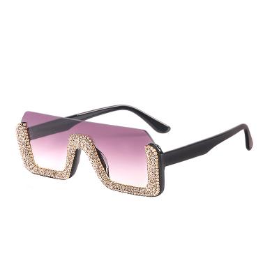 China Fashion SKYWAY Sunglasses Half Frame Fashion Shading Luxury Diamond Decoration One Piece Lens Sunglasses for sale