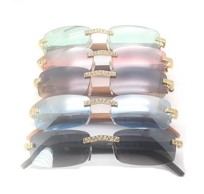 China Fashion Trendy Design Frameless Sun Glasses Fashion SKYWAY Sunglasses Diamond Decoration Metal Rimless Sunglasses Luxury for sale