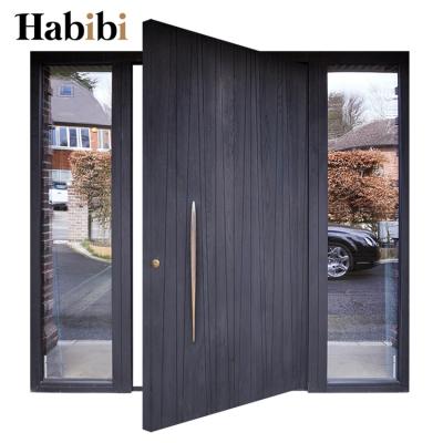 China Prehung Modern Black Exterior House Simple Front Door Home Simple Main Solid Wood Designs For Houses for sale