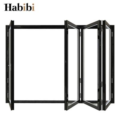 China Aluminum Thermal Break Glass Sliding Door System Modern Low-E Glass Folding Bifold Door for sale