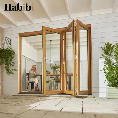 China Heat Insulation Modern Patio Bulk Order Aluminum Glazed Folding Doors Accordion Exterior Bifold Doors for sale