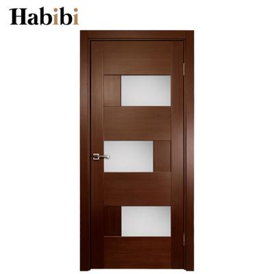 China Prettywood Modern Frosted Glass Inserted Room Modern Design Interior Wooden House Doors for sale