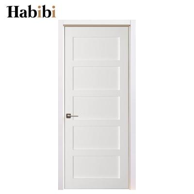 China Latest Modern Modern Room Design Prehung 5 Panel Main Interior Wood Door for sale