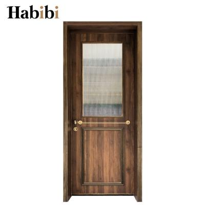 China Traditional Prettywood Cafe Dining Vintage Retro Used Interior Prehung Swing Solid Walnut Room Door Design With Frame for sale