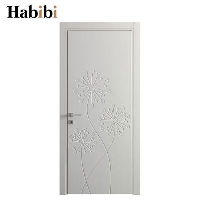 China Prettywood Traditional Arab Residential Design Interior Panel White Room Wood Door With Frame for sale