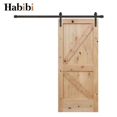 China Sound Proof Modern Interior Prettywood Solid Wood Sliding Barn Door With Steel Hardware Set for sale