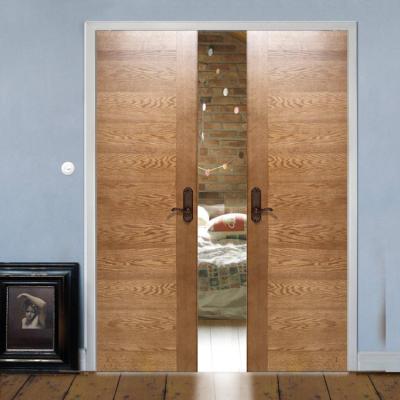 China Modern Design Soundproof Soundproof System Prettywood Double Sliding Interior Bedroom Pocket Doors for sale