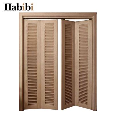 China Prettywood Bedroom 4 Leaf Modern Residential Louvre Design Solid Wood Folding Doors for sale