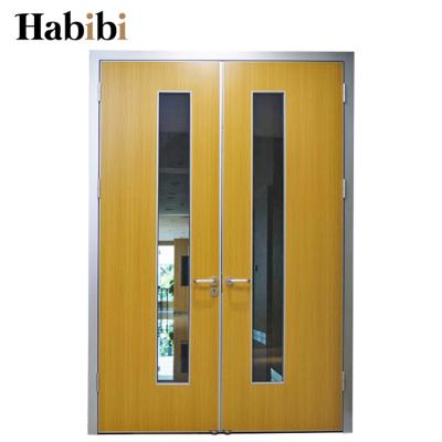 China Fire Protection Certificated Fire Insert Rated Glass Melamine Interior Room Hospital Wooden Patient Doors for sale