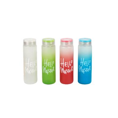 China Viable Customize Gradient Colored Glass Cup Frosting Glow Color Water Glass Cup Activity Gift Glass Cup for sale