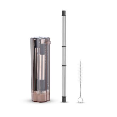 China New Viable Stainless Steel Straw Detachable Retractable Folding Straw Exquisite 304 Cloverleaf Straw for sale