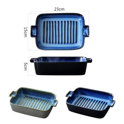 China Wholesale Ceramic Baking Tray Ceramic Dish Low Price Viable And High Quality Home Kitchen Dishes Cheese Gratin Baking Tray for sale