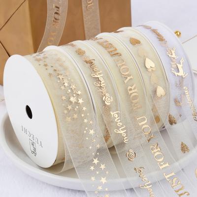 China Luster Cake Ribbons Birthday Gift Snow Gauze Ribbon DIY Flower Decorative Material Bow for sale