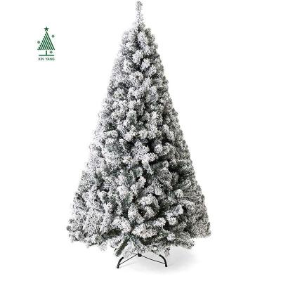 China Entrance Lux Christmas Tree High End Flocking PVC Automatic Falling White Snow Flocking Tree Decoration for sale