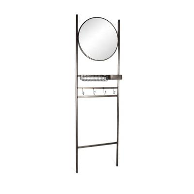 China Sustainable Wall Shelf Corner Rack With Mirror Metal Storage Rack For Bathroom Bedroom for sale