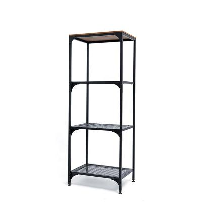 China 4 Layers Durable Heavy Duty Stacking Racks And Shelves Black Metal Shelving Rack Kitchen Storage Rack for sale