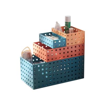 China Household Viable Colorful Plastics Multi Size Storage Organizer Basket Desktop Storage Box for sale