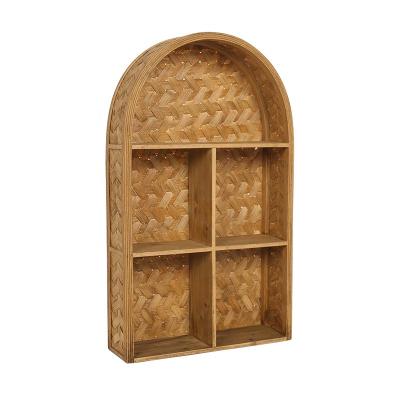 China Garden Vintage Cedarwood Floor Rack Arch Wall Storage Bamboo View Holder Designed by Art Decor Home Decoration Accessories Large for sale