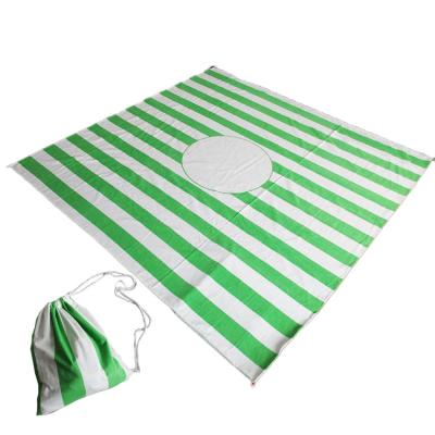 China Outdoor Beach Blanket Mat Cushion 3 in 1 Ultra Soft 100% Cotton Brushed Flannel Stripe Beach Blankets Folds in Packing for sale