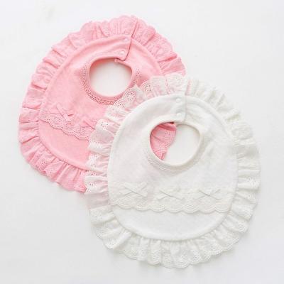 China Customized Washable Lace Edge Baby Infant Bib Set Toddler Baby Washable Drool Bib Cotton Burp Fabric With Lace For Girls Or Boys for sale