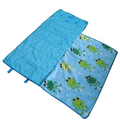 China OEM PORTABLE frog design printed fleece kids nap mat 3 in 1 times kids sleep mat kids portable sleeping bag for boy or girl for sale