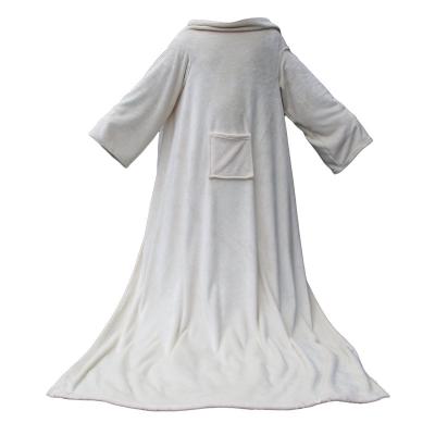 China Fleece Wearable Soft Warm One Size Fits All Plush Wrap Robe Unisex Wearable Cover With Sleeves And Pockets for sale