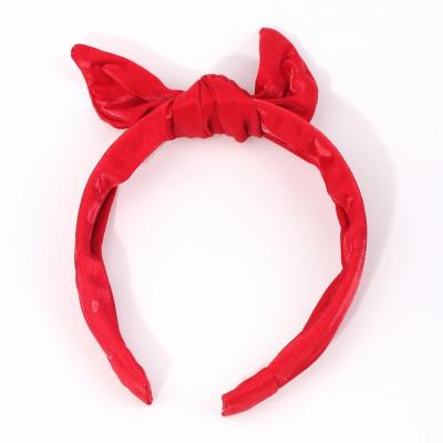 China Hair Accessories Fashion Women Retro Headband Velvet Soft Simple Headband Oversized Red Bow Headband For Women Girl for sale