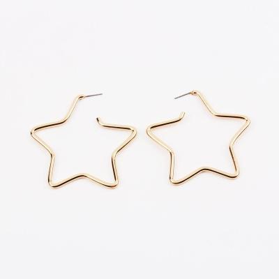 China TRENDY Gold Plated Geometric Star Earrings Trendy Metal Hallow Star Circle Earring for sale