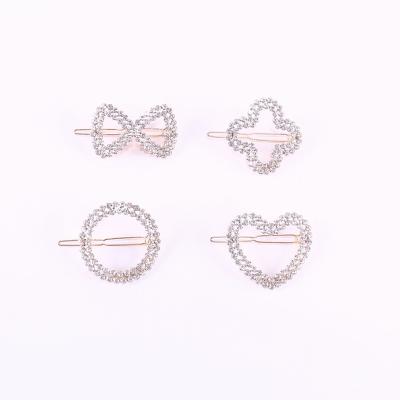 China Smart Casual Crystal Diamond Hair Clip Geometric Hair Accessories Frog Buckle Clip Hair Accessories Wholesale for sale