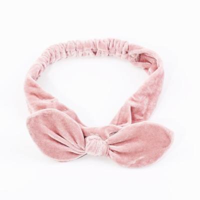 China Fashion Velvet Pink Bow Hairband Elastic Headband Hair Accessories For Kids for sale