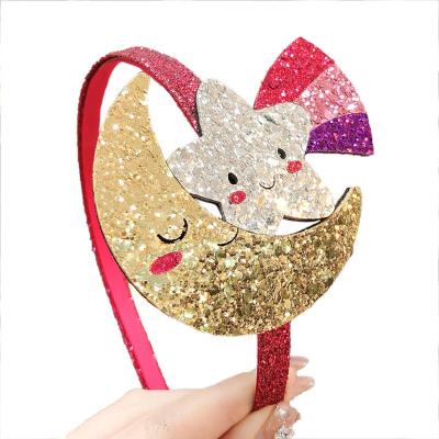 China Cute Shiny Colorful Child Princess Hairband Girls Star Hair Accessories Moon Party Headbands Princess Headbands Hair Accessories for sale