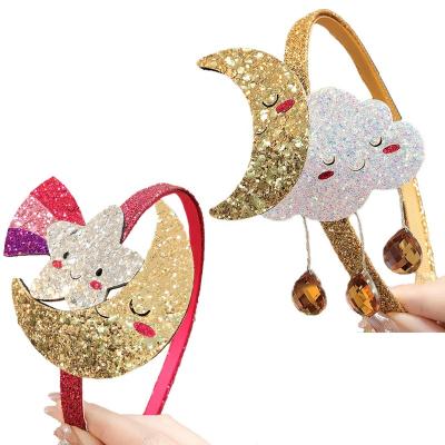 China Hair Accessories Sparkle Moon Star Headband For Girls Princess Headband Shiny Cartoon Party Hair Accessories for sale