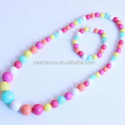 China Fashion Cute Acrylic Beads Necklace Kids Elastic Jewelry Set for sale