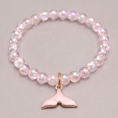 China Bohemia Cute Colorful Acrylic Shell Unicorn Mermaid Tail Pendant Children Little Girl Beaded Bracelet Jewelry 2022 New for sale