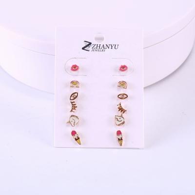 China FASHIONABLE 12PCS/Set Acrylic Earrings Set Cute Rainbow Unicorn Earring Set Women Combination Earrings for sale