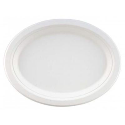 China Disposable Oval Dish And Platter Eco Friendly Bagasse Tableware 10.3 Inch Disposable Oval Dish And Sugar Cane Dish for sale