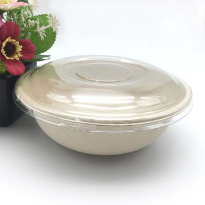 China Wholesale Disposable Biodegradable Food Container Bagasse Packaging Take Away Soup Bowl With PP Lid for sale