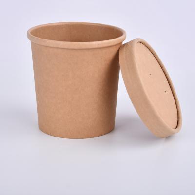 China Disposable Biodegradable Packaging 16oz Soup Kraft Paper Disposable Bowl for sale