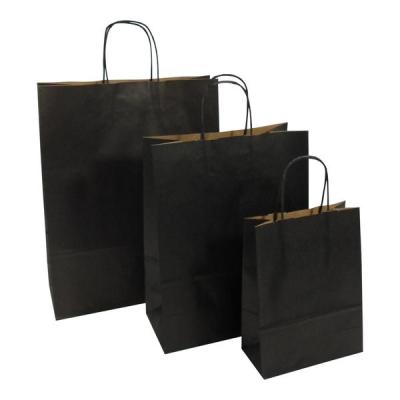 China Big Large Recyclable Custom Printing Paper Sack Black Paper Bag With Handle Rope for sale