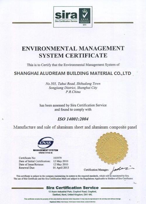 ISO14001 - Shanghai Aludream Building Material Co., Ltd.