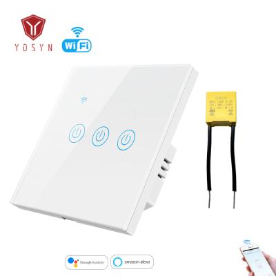 China Tuya UK Smart Wifi Switch Touch Panel Smart Home Automation Smart Glass System 3gang Touch Screen Smart Wifi Switch EU EU for sale