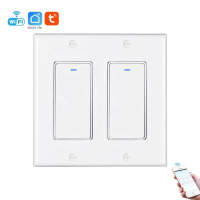 China FCC 15A USA 115*115cm Tuya home Google switch Alexa 2gang wall smart wifi smart dish push button switch smart lamp switch for sale