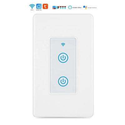 China Tuya 15A USA Smart Home Automation Crystal Glass Smart Panel Switch Touch Screen Wifi Wireless Lamp Switch for sale