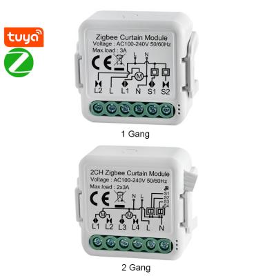 China Zigbee Mini Curtain Module Switch Outdoor 1/2 Channel Tuya Smart Life For Roller Shutter Blinds Electric Motor Switch Intelligent Control Module for sale