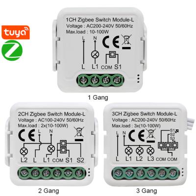 China Easy Wireless Home Automation Alexa Tuya Power Memory Zigbee Smart Lamp Switch Module 110-240V No Neutral Modules - Installation 1/2/3 for sale