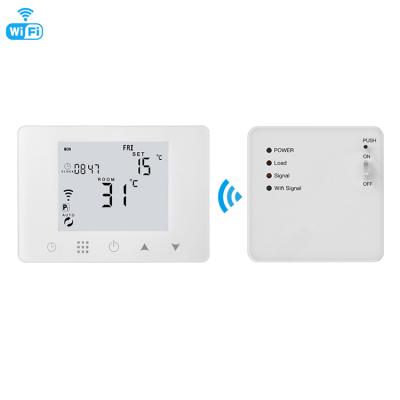 China Modern Factory Outlet Room Touch Screen WiFi Wireless Thermostat with RF Receiver Smart Home RF Control Heating Gas Boiler Thermostat for sale