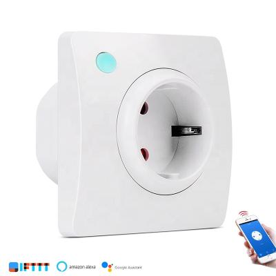 China Easy Voice Control Alexa Dot Google Smart Home Outlet Wall Wifi Plug Smart Installation Europe EU Voice for sale