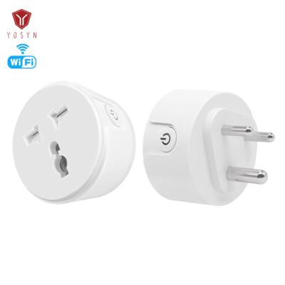 China Residential/Multi-Purpose WPC Approved India South Africa 3 Pin Smart Round 220V 10A Wifi Plug Socket Wifi for sale