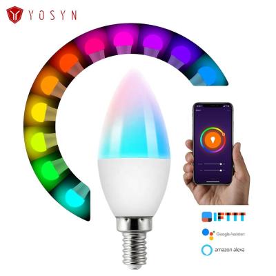 China Amazon 6Watt E14 LED Light Bulb Smart Home Candle Festival RGB Decorative Smart Home Wifi LED Light Bulb Alexa Alexa for sale